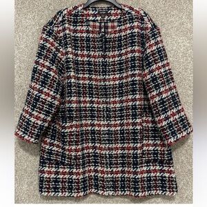 Lord &Taylor Relaxed Fit Tweed Woven Open Front Jacket Blazer